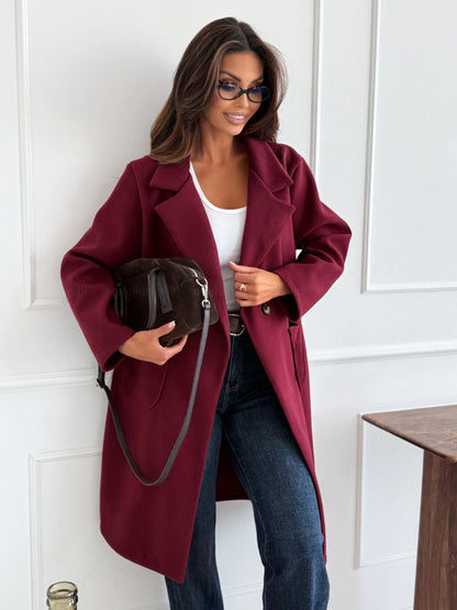 Manteau Long en Laine – Style Chic Automne-Hiver, Boutons Simples